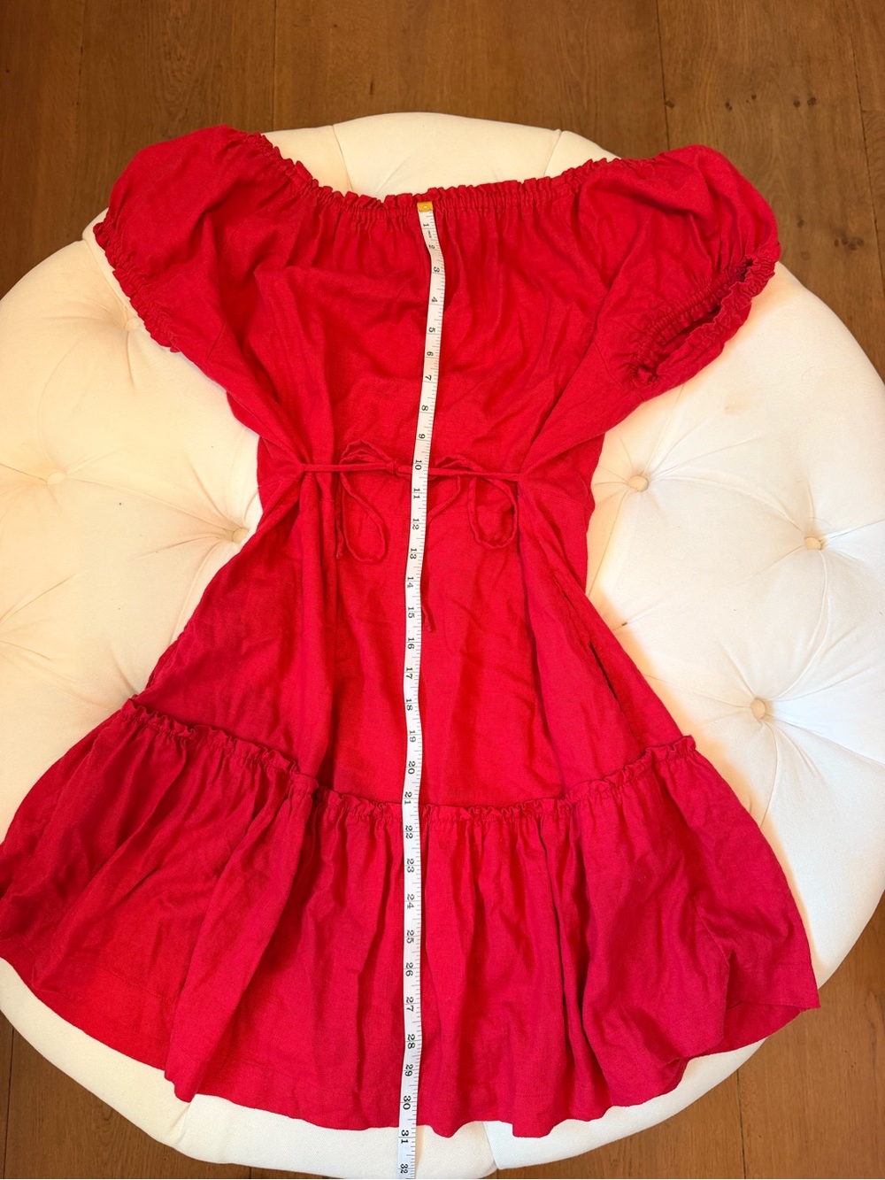Red Free People Perri Linen Drop Waist Mini Dress - Picture 7 of 7